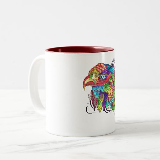 Tasse von handfarbenen Vögeln - Beruhigung von Nat (Vorderseite Links)