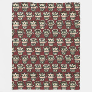 Tasse von Kakao mit Marshmallow Pattern Burgund Fleecedecke