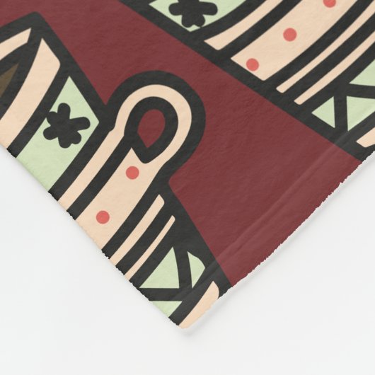Tasse von Kakao mit Marshmallow Pattern Burgund Fleecedecke (Ecke)