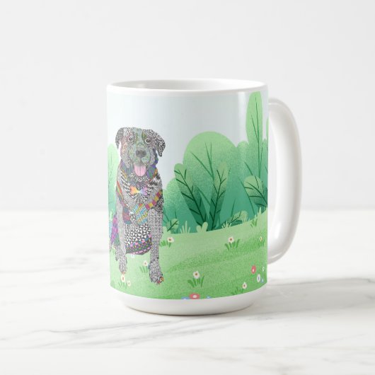 Tasse von Labrador und Border Collie Mixed Rasse (VorderseiteRechts)
