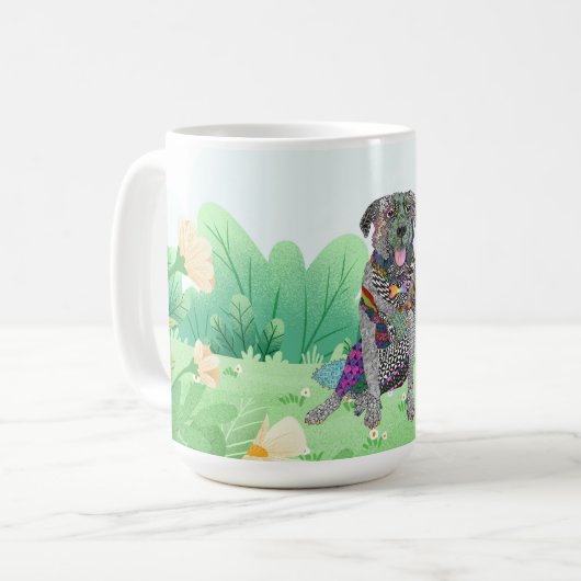 Tasse von Labrador und Border Collie Mixed Rasse (Vorderseite Links)