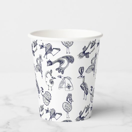 Tasse von Märchenvögeln Pappbecher (Vorderseite)