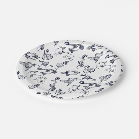 Tasse von Märchenvögeln Pappteller (Schrägansicht)