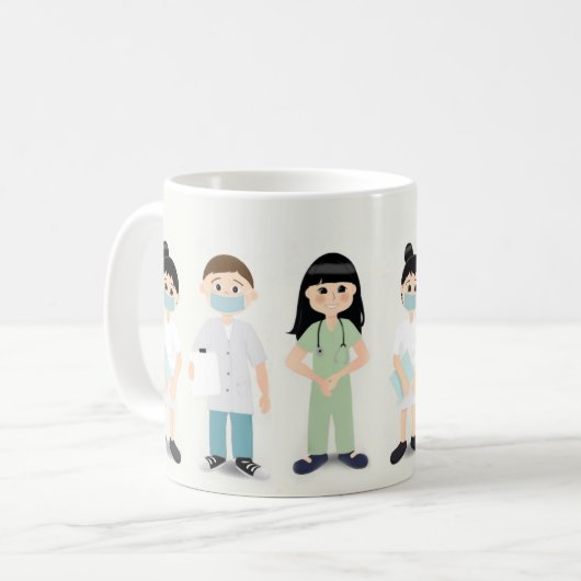 Tasse von medizinischem Heros mit Krankenschwester (Vorderseite Links)