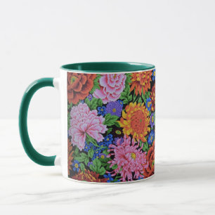 Tasse von Peony und Chrysanthemum