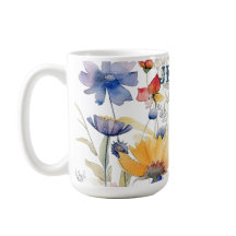 Tasse von personalisiert-Blue-Boho-Wildblumen