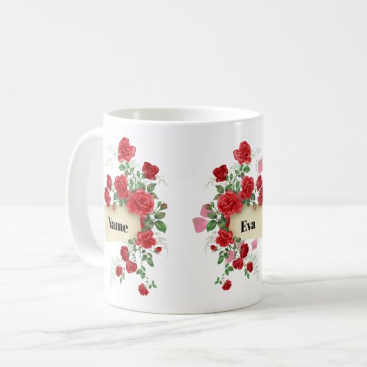 Tasse von rote Rosen (Vorderseite Links)