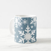 Tasse von Schneeflocken und Sternen, blau (Vorderseite Links)