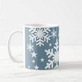 Tasse von Schneeflocken und Sternen, blau (Links)