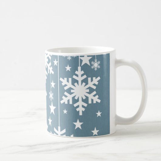 Tasse von Schneeflocken und Sternen, blau (Rechts)