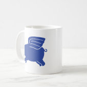 Tasse von Schweinen - blau (Vorderseite Links)