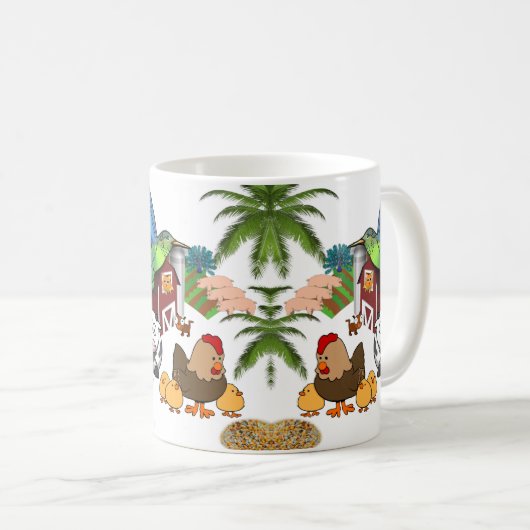 Tasse von Vögeln Kühe Schweine (VorderseiteRechts)