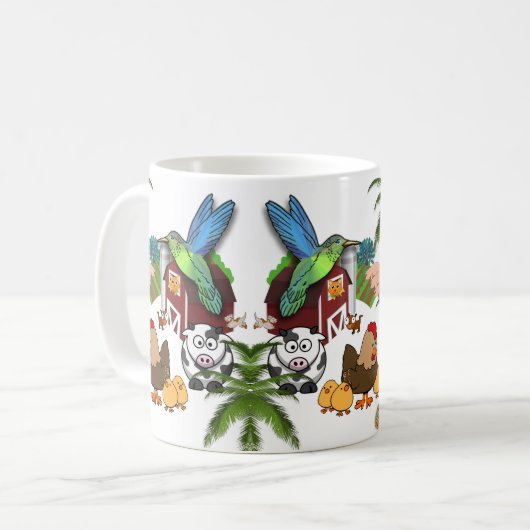 Tasse von Vögeln Kühe Schweine (Vorderseite Links)