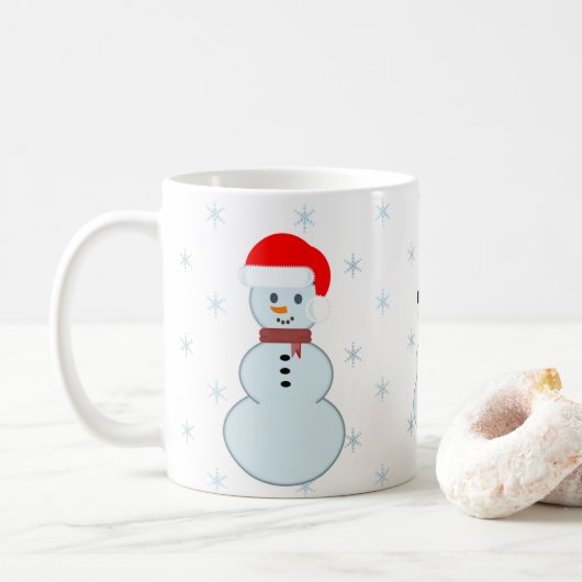 Tasse von Weihnachten mit drei Männern des Schnees (Mit Donut)