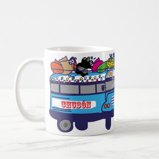 Tasse von Weihnachtlichem Bus (Links)