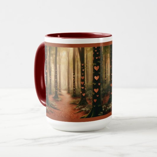 Tasse - Waldszene mit Herzen (Vorderseite Links)
