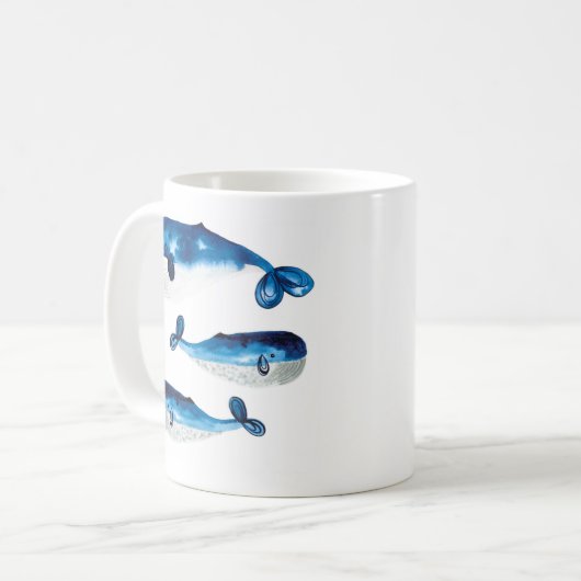 Tasse - Wasserfarbe-Blauwal (Vorderseite Links)