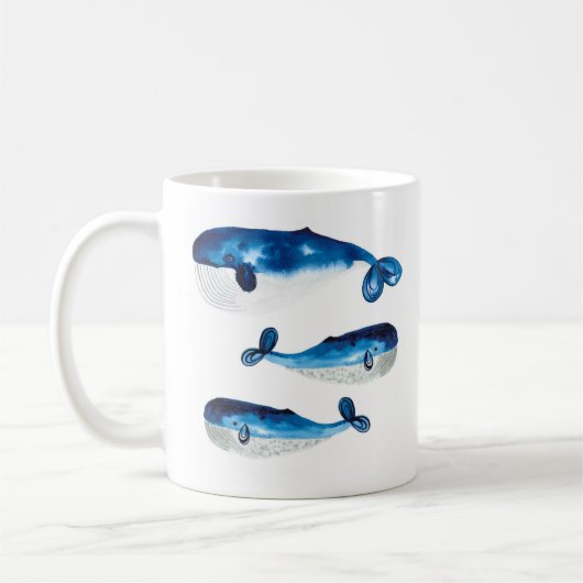 Tasse - Wasserfarbe-Blauwal (Links)