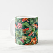 Tasse Wasserfarbe Koi und Wasserlilien (Vorderseite Links)