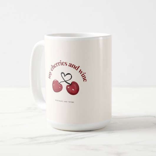 Tasse Wasserfarbe Rote Kirsche Herz (Vorderseite Links)