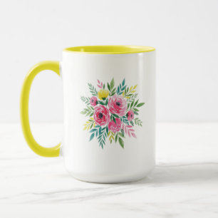 Tasse Wasserfarben - Blume im lockeren Stil