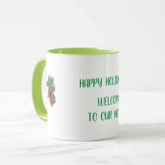 Tasse:Weihnachts-WILLKOMMEN AUF UNSERER ZUHAUSE Tasse (Vorderseite Links)