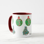 Tasse : Weihnachtsschmuck & Weihnachtsbäume (Vorderseite Links)
