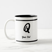 Tasse Weiß mit Buchstabe Q in Schwarz