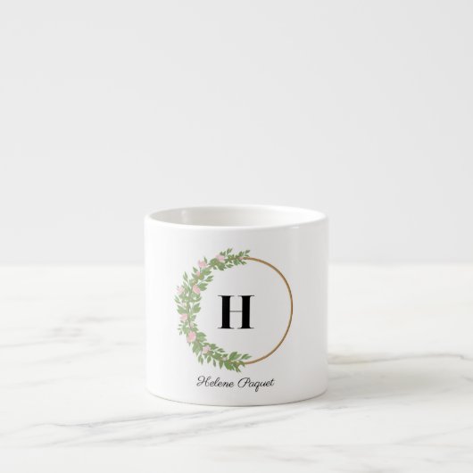 Tasse: Weiße Eleganz mit Grün und Schwarz Espressotasse (Vorderseite)