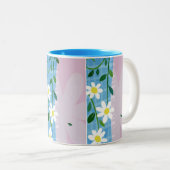 Tasse-Weißes Gänseblümchen auf Blau-u. Zweifarbige Tasse (VorderseiteRechts)