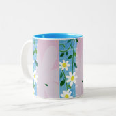 Tasse-Weißes Gänseblümchen auf Blau-u. Zweifarbige Tasse (Vorderseite Links)