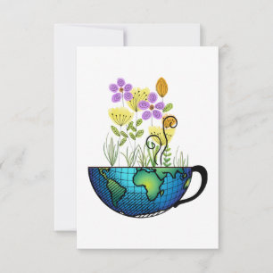 Tasse Welt RSVP Karte