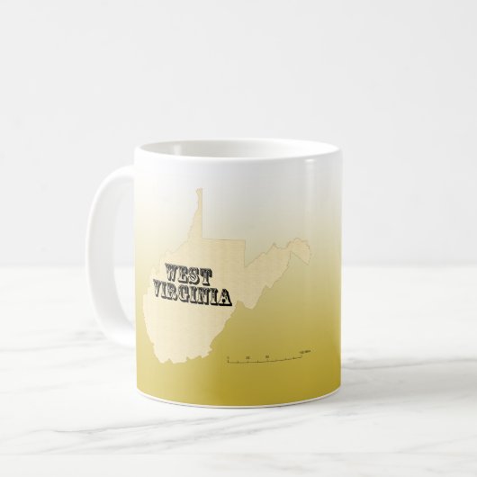 Tasse - West Virginia Staat Karte mit Stadt (Vorderseite Links)