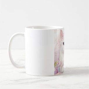 Tasse "White Kitty" und "Pink Blume"