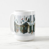 Tasse-Winter Hütte mit Rotwild Kaffeetasse (Vorderseite Links)