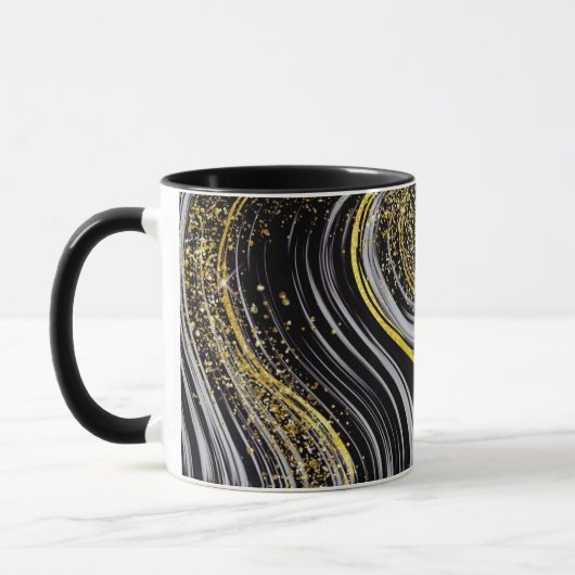 Tasse Wrap: Schwarzer Marmor und Glitzer-Design (Links)