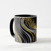 Tasse Wrap: Schwarzer Marmor und Glitzer-Design (Vorderseite Links)