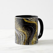 Tasse Wrap: Schwarzer Marmor und Glitzer-Design (VorderseiteRechts)