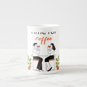 Tasse 'Zeit für Kaffee Süßes Paar Illustration', 0