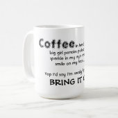 Tasse/Zitat "holen es auf " Kaffeetasse (Vorderseite Links)