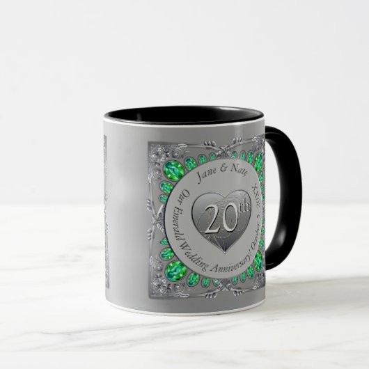 Tasse zum 20. Emerald Wedding (VorderseiteRechts)