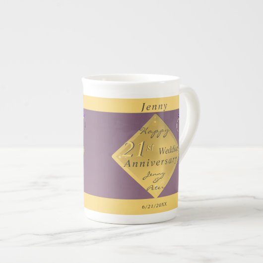 Tasse zum 21. Hochzeitstag (Vorderseite Rechts)