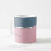 Tasse zum Blauen und rosa Textur-individuelle Name (Vorderseite Links)