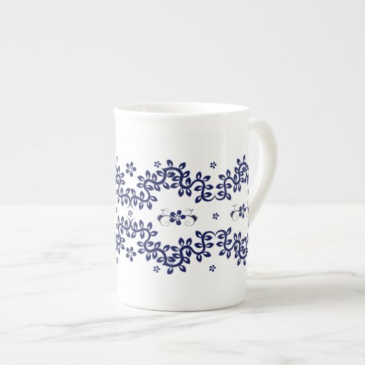 Tasse zum Blauen und weißen Knochen - Elegant (Vorderseite Rechts)