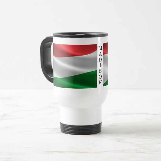 Tasse zum individuelle Name ungarischer Flaggen (Vorderseite Links)