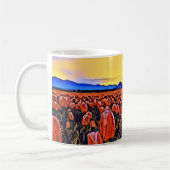Tasse zum Zeichnen von roten Tulip-Feldern (Links)