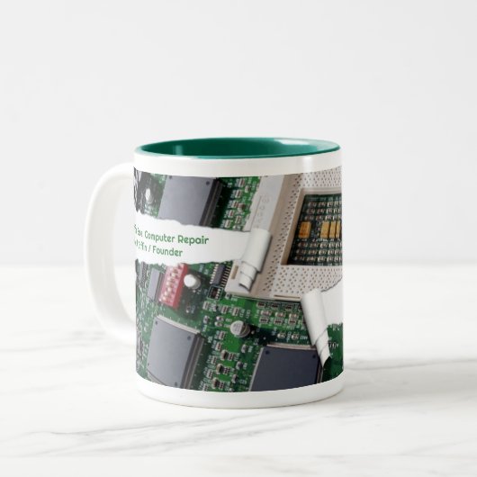 Tasse zur Computerreparatur (Vorderseite Links)
