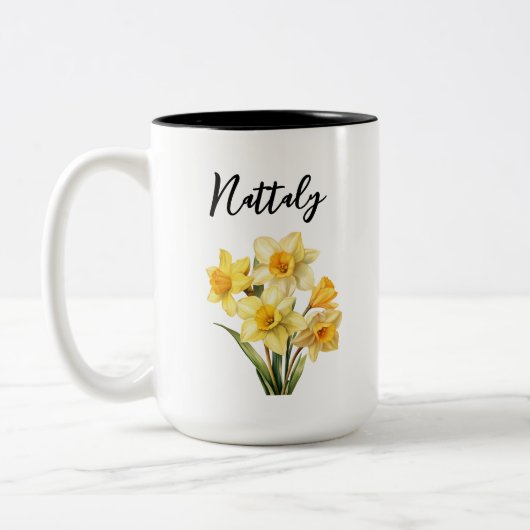 Tasse zur personalisierten Blume - März (Links)