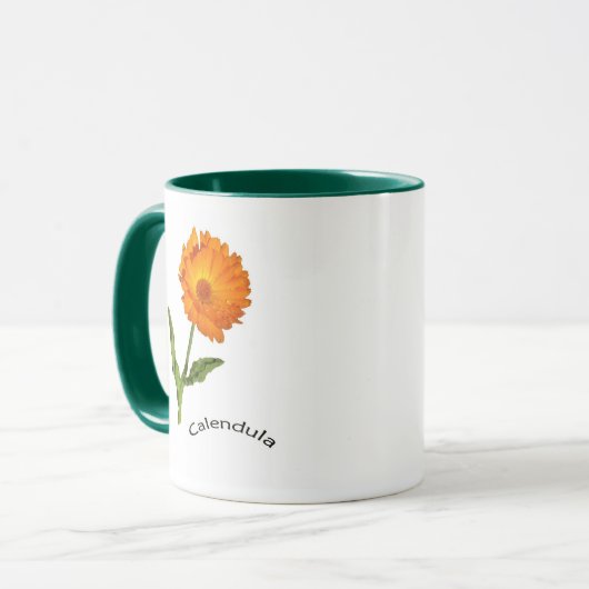 Tasse - Zwei Calendula-Blume (Vorderseite Links)