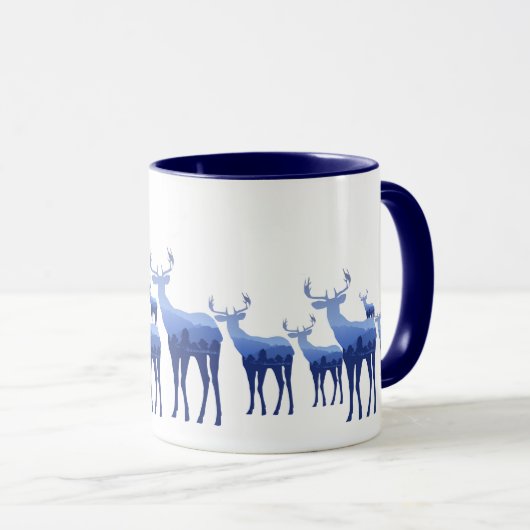 Tasse-Zwei-Tone-Blauer Hirsch/Elch Tasse (VorderseiteRechts)